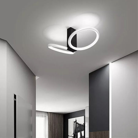 Plafoniera Led 22w 2 Cerchi Bianco Moderno Lampadario Soffitto Doppio Anello 50537