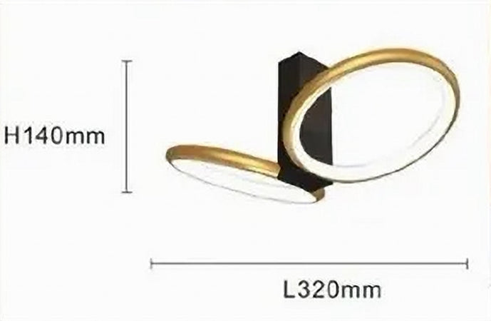 Plafoniera Led 22 W 2 Cerchi Oro Moderno Lampadario Soffitto Doppio Anello 50544