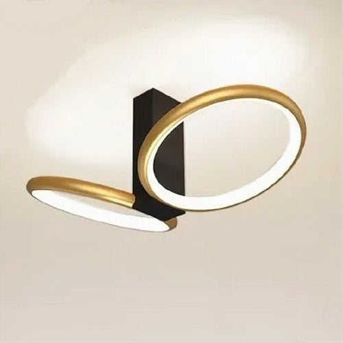 Plafoniera Led 22 W 2 Cerchi Oro Moderno Lampadario Soffitto Doppio Anello 50544