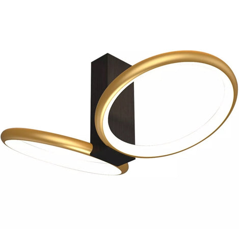 Plafoniera Led 22 W 2 Cerchi Oro Moderno Lampadario Soffitto Doppio Anello 50544