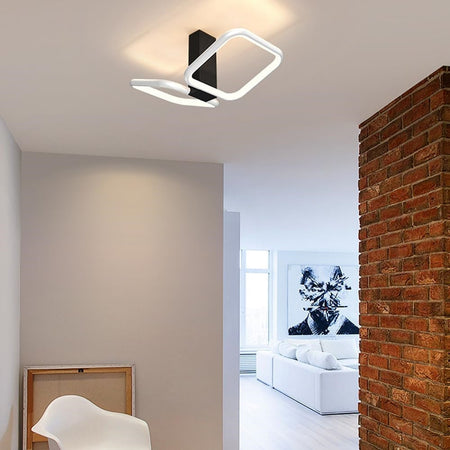 Plafoniera Led 20w 2 Quadrati Bianco Design Moderno Lampadario Da Soffitto 50568