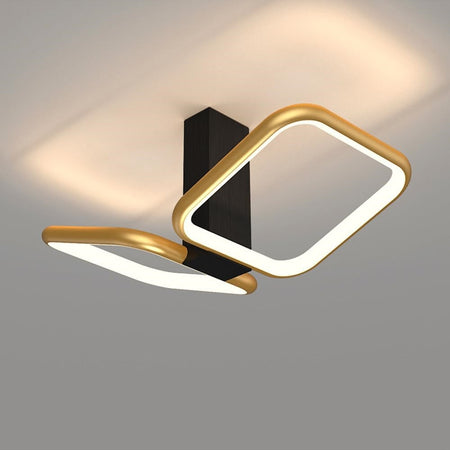 Plafoniera Led 20watt 2 Quadrati Oro Design Moderno Lampadario Da Soffitto 50575