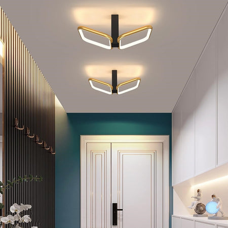Plafoniera Led 20watt 2 Quadrati Oro Design Moderno Lampadario Da Soffitto 50575