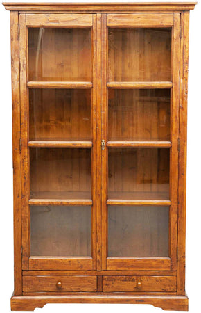 Biscottini Vetrina Country Biscottini in legno massello tiglio noce 109x36x180 Made Italy