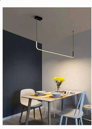 Lampadario Sospensione 21w Lineare Orizzontale Minimal Moderno Nero Luce Led 50445