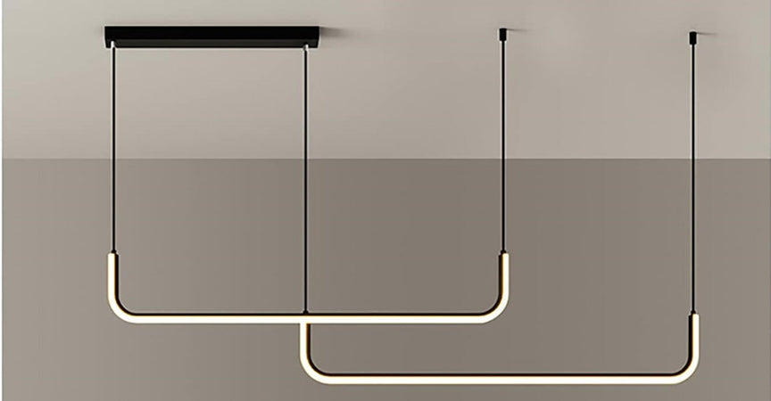 Lampadario Sospensione 42w Lineare Orizzontale Minimal Moderno Nero Luce Led 50452