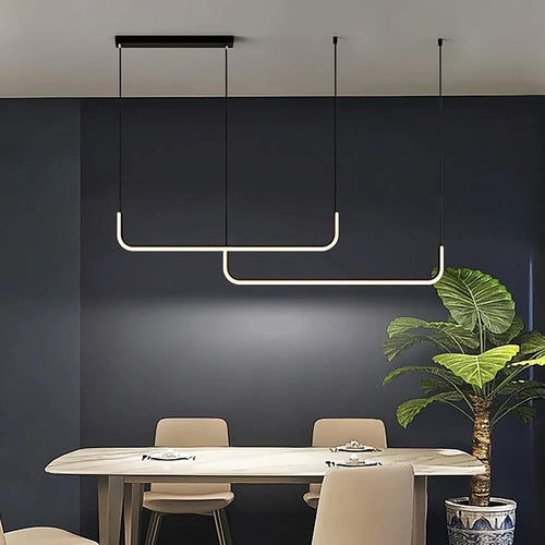 Lampadario Sospensione 42w Lineare Orizzontale Minimal Moderno Nero Luce Led 50452