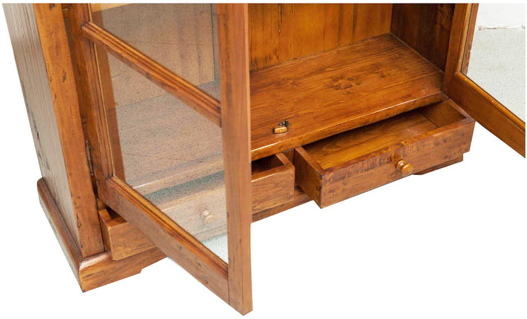 Biscottini Vetrina Country Biscottini in legno massello tiglio noce 109x36x180 Made Italy