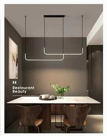 Lampadario Sospensione 42w Lineare Orizzontale Minimal Moderno Nero Luce Led 50452