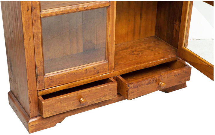 Biscottini Vetrina Country Biscottini in legno massello tiglio noce 109x36x180 Made Italy