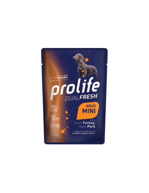 Prolife Dualfresh mangime umido Cani Adulti Mini tacchino e maiale 100 gr