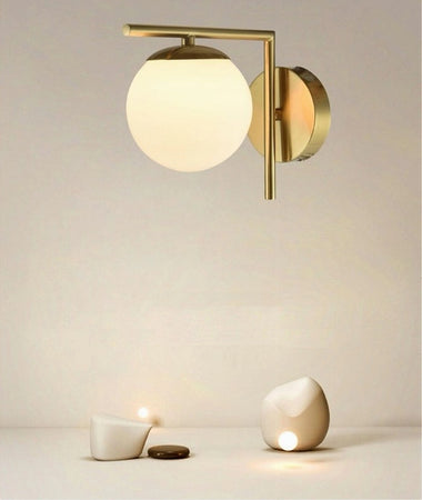 Applique Parete Attacco G9 Sfera Vetro Metallo Oro Lampada Moderno Minimal 32842
