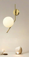 Applique Da Parete Con Sfera In Vetro Bianco Attacco E27 Metallo Oro Lampada 32804