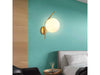 Applique Da Parete Con Sfera In Vetro Bianco Attacco E27 Metallo Oro Lampada 32804