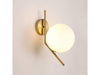 Applique Da Parete Con Sfera In Vetro Bianco Attacco E27 Metallo Oro Lampada 32804