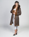 Cappotto Lungo Donna Marrone Vintage in vero montone Shearling