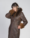 Cappotto Lungo Donna Marrone Vintage in vero montone Shearling