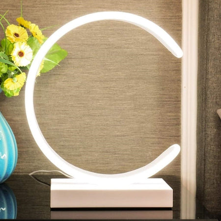 Lampada Da Tavolo Led 12w Design Curva Bianco Touch Scrivania Comodino Ip20 32736