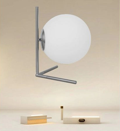 Lampada Da Tavolo Scrivania Ramo Con Sfera In Vetro Luce Attacco E27 Argento 33887