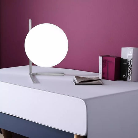 Lampada Da Tavolo Scrivania Ramo Con Sfera In Vetro Luce Attacco E27 Argento 33887