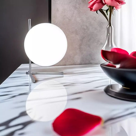 Lampada Da Tavolo Scrivania Ramo Con Sfera In Vetro Luce Attacco E27 Argento 33887