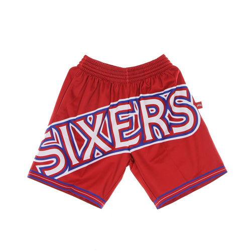 MITCHELL & NESS Pantaloncino Tipo Basket Uomo Nba Big Face Blown Out Fashion Short Hardwood Classics Phi76e Red/original Team Colors da uomo
