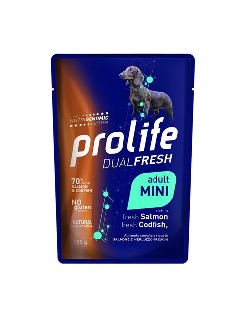 Prolife Dualfresh mangime umido Cani Adulti Mini salmone e merluzzo 100 gr