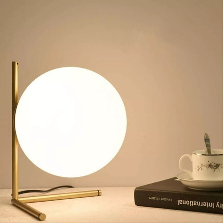 Lampada Da Tavolo Scrivania Ramo Con Sfera In Vetro Luce Attacco E27 Oro 33870