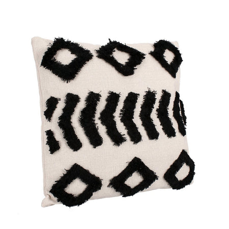 Cuscino "Fluffy" in poliestere e cotone colore nero e bianco sfoderabile per sedie e divani