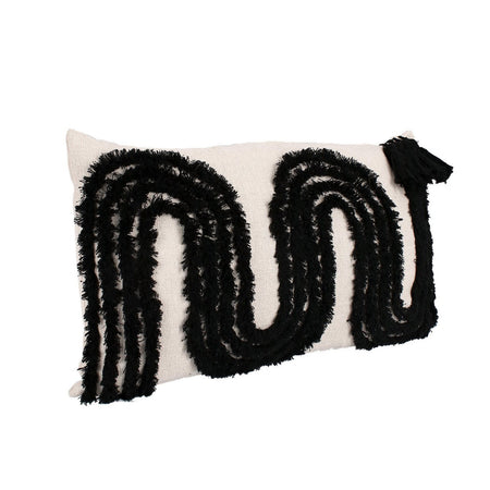 Cuscino "Fluffy" in poliestere e cotone colore nero e bianco sfoderabile per sedie e divani