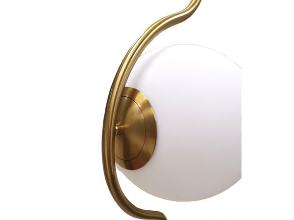 Lampada Da Terra Oro Con Sfera In Vetro Bianco Piantana E27 Design Moderno 33894