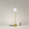 Lampada Da Terra Oro Con Sfera In Vetro Bianco Piantana E27 Design Moderno 33894