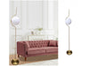 Lampada Da Terra Oro Con Sfera In Vetro Bianco Piantana E27 Design Moderno 33894