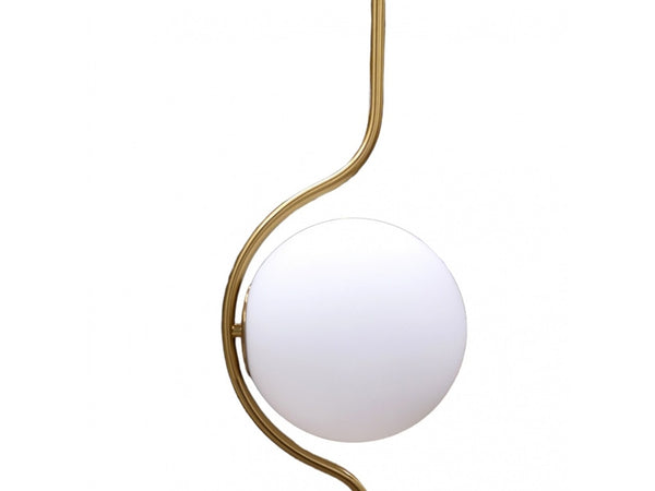 Lampada Da Terra Oro Con Sfera In Vetro Bianco Piantana E27 Design Moderno 33894