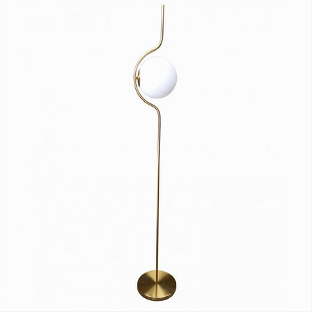 Lampada Da Terra Oro Con Sfera In Vetro Bianco Piantana E27 Design Moderno 33894