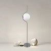 Lampada Da Terra Argento Con Sfera Vetro Bianco Piantana E27 Design Moderno 33900