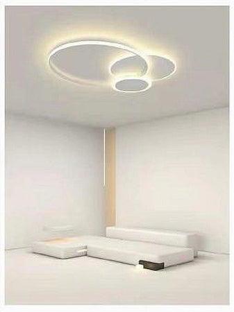 Plafoniera Luce Naturale Led Cerchi 38w Lampadario Soffitto Bianco Moderno 50019