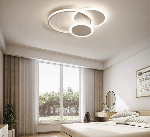 Plafoniera Luce Naturale Led Cerchi 38w Lampadario Soffitto Bianco Moderno 50019