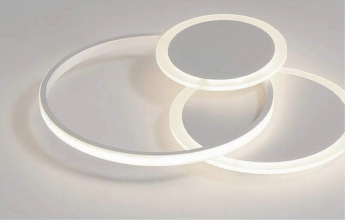 Plafoniera Luce Naturale Led Cerchi 38w Lampadario Soffitto Bianco Moderno 50019