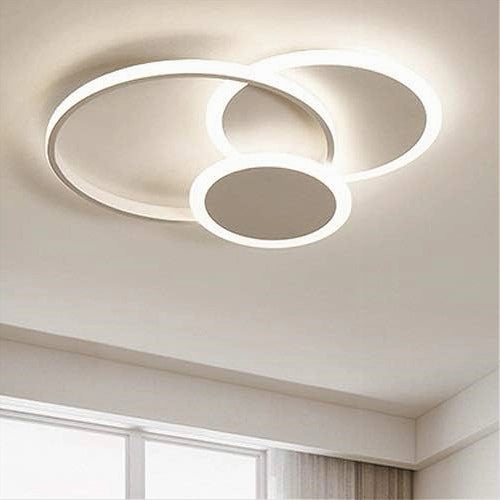 Plafoniera Luce Naturale Led Cerchi 38w Lampadario Soffitto Bianco Moderno 50019