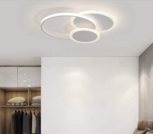 Plafoniera Luce Fredda Led Cerchi 38w Lampadario A Soffitto Bianco Moderno 50026