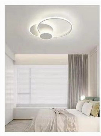 Plafoniera Luce Fredda Led Cerchi 38w Lampadario A Soffitto Bianco Moderno 50026