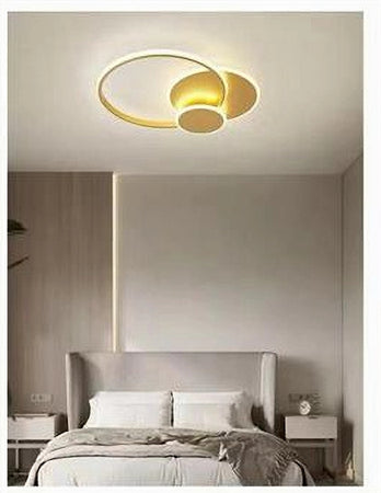 Plafoniera Luce Naturale Led Cerchi 38w Lampadario Da Soffitto Oro Moderno 50033
