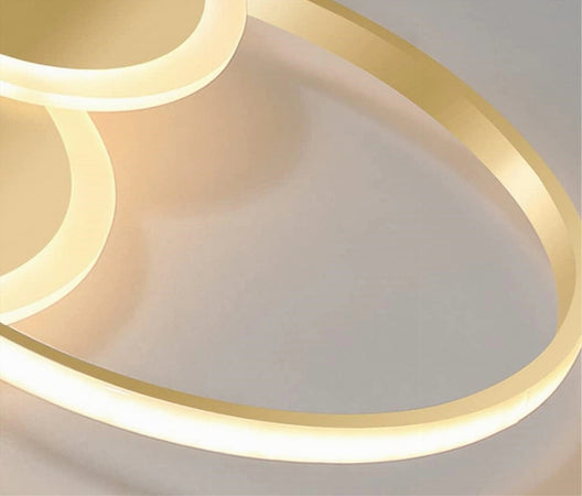 Plafoniera Luce Naturale Led Cerchi 38w Lampadario Da Soffitto Oro Moderno 50033