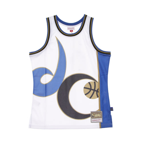 MITCHELL & NESS Canotta Tipo Basket Uomo Nba Big Face Blown Out Fashion Jersey Hardwood Classics Waswiz White/original Team Colors da uomo