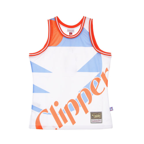 MITCHELL & NESS Canotta Tipo Basket Uomo Nba Big Face Blown Out Fashion Jersey Hardwood Classics Sadcli White/original Team Colors da uomo