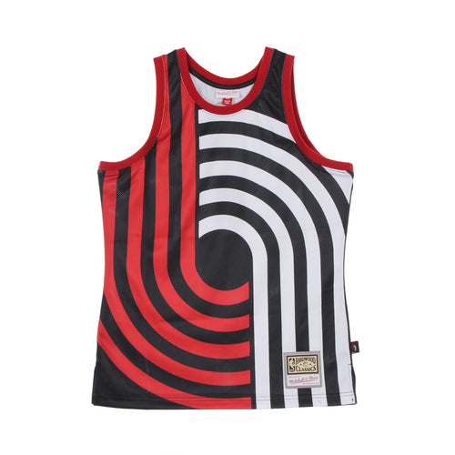 MITCHELL & NESS Canotta Tipo Basket Uomo Nba Big Face Blown Out Fashion Jersey Hardwood Classics Porbla Black/original Team Colors da uomo
