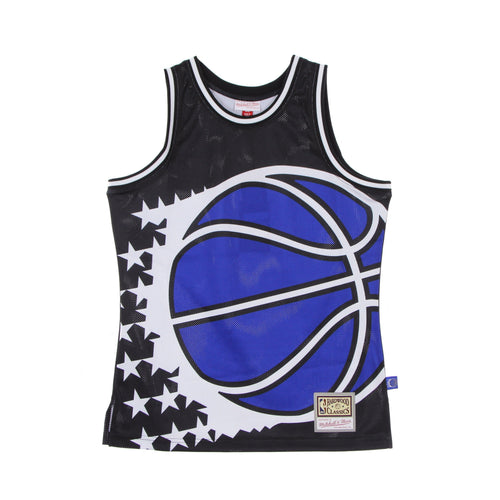 MITCHELL & NESS Canotta Tipo Basket Uomo Nba Big Face Blown Out Fashion Jersey Hardwood Classics Orlmag Black/original Team Colors da uomo