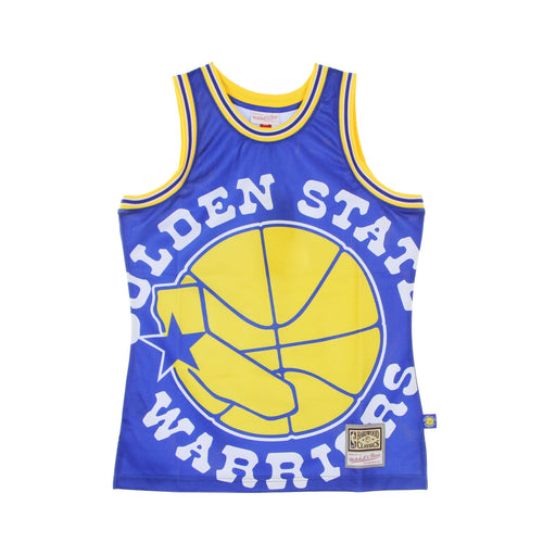 MITCHELL & NESS Canotta Tipo Basket Uomo Nba Big Face Blown Out Fashion Jersey Hardwood Classics Golwar Royal/original Team Colors da uomo