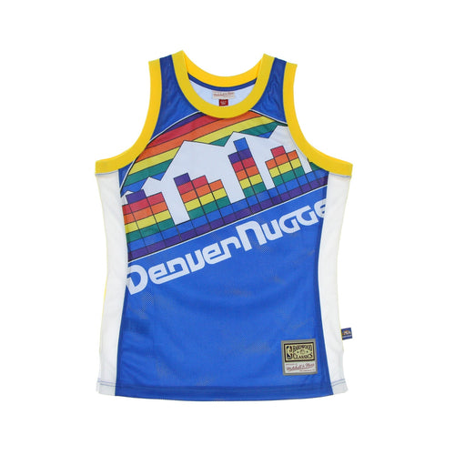 MITCHELL & NESS Canotta Tipo Basket Uomo Nba Big Face Blown Out Fashion Jersey Hardwood Classics Dennug Royal/original Team Colors da uomo
